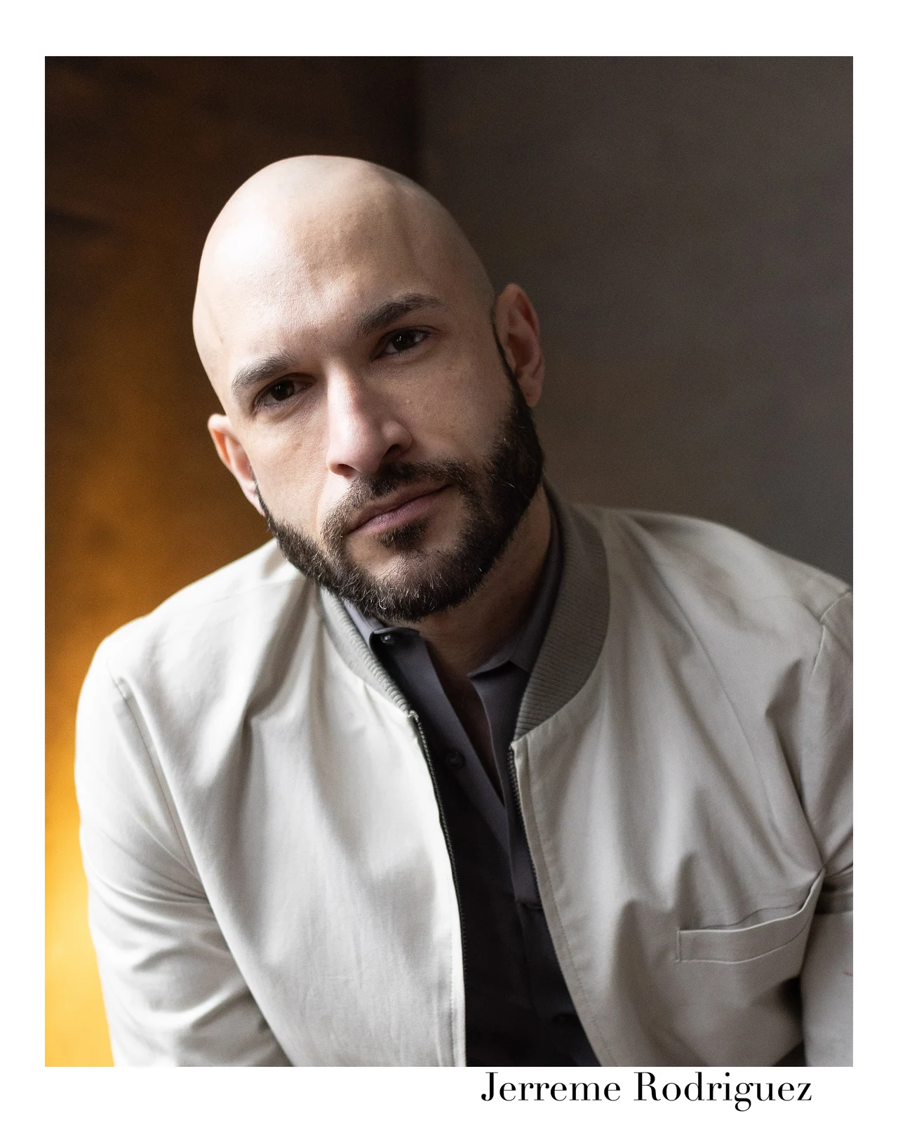 Jerreme Rodriguez in a light jacket, photographed by Jason Snyder
