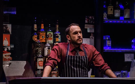 Jerreme Rodriguez as Oscar behind the bar in Sweat